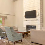 lobby area seating with fire place